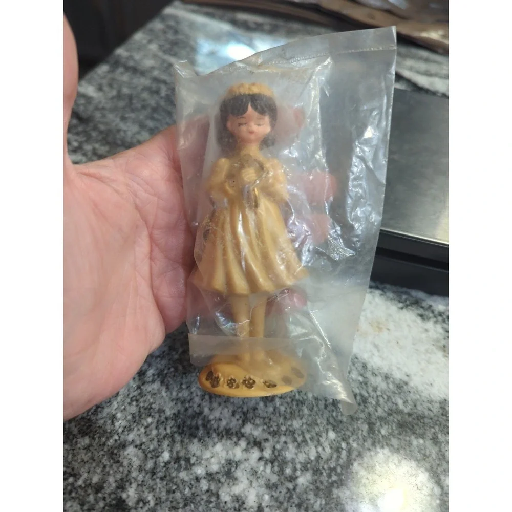 Vintage Wilton First Communion Girl Cake Topper Decoration Holdng a Bible